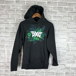 PXG Parson Xtreme Black Tropical Floral Casual Hoodie Sweatshirt Mens Small